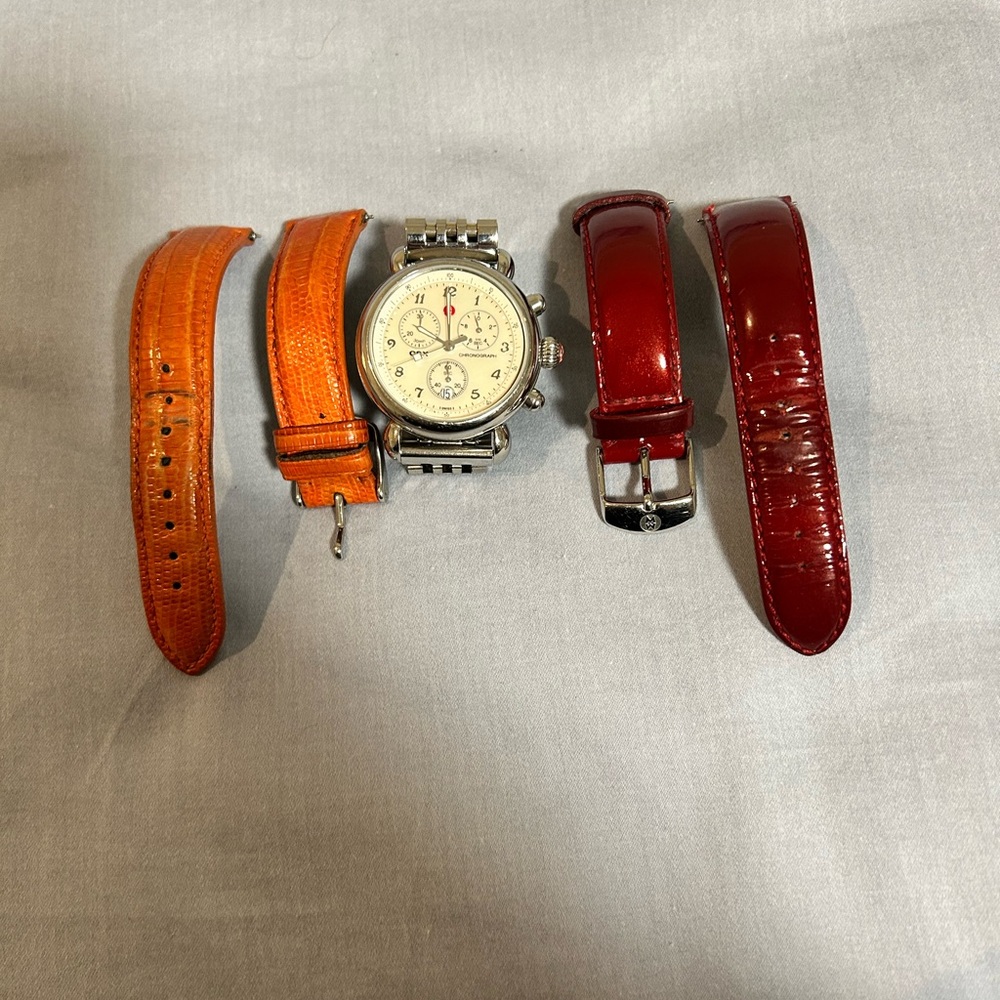 Michele Silver and Gold Chronograph Watch